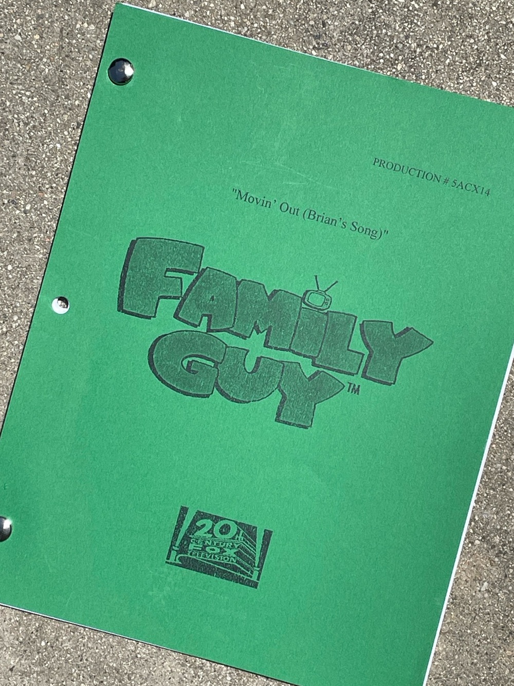 Family Guy 2006 Production Used Table Draft Script Movin Out Brians Song 100TH!?